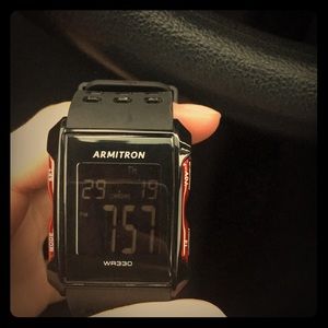 Black and red armitron sports watch